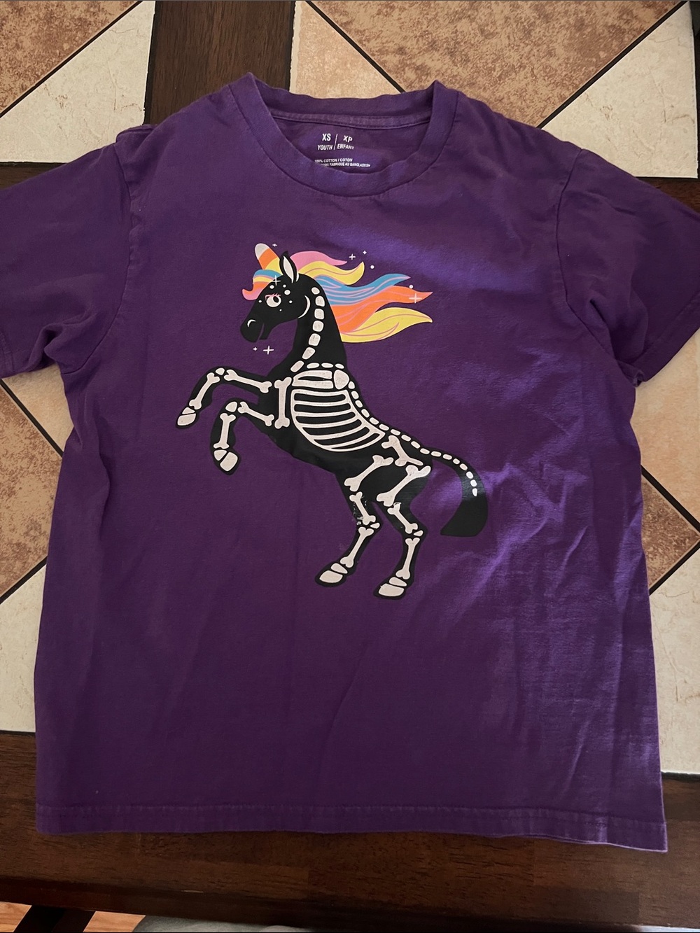 & Other Stories Purple Kids Skeleton Unicorn T-Shirt
